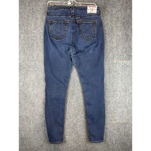 True Religion Jeans Womens 32 Blue Curvy Skinny Old Stretch Thick Stitch Y2K